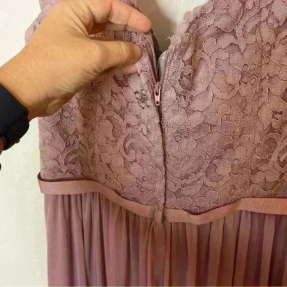 David Bridal Gown Women 14 Lilac Crochet Zip Back Maxi Slit Formal Bridal Dress - Picture 7 of 10